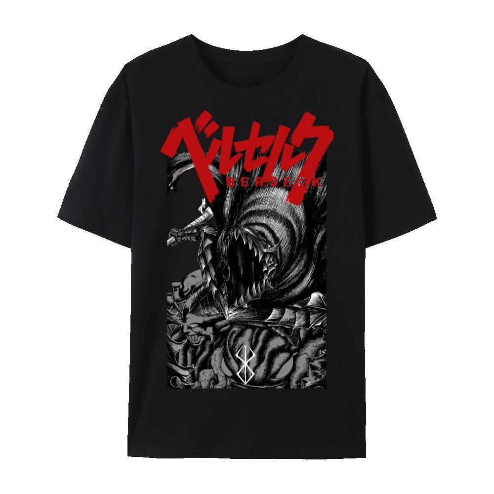 Tricou Grafic din Bumbac Berserk Gess & Griffith, Anime Japonez Unisex Mânecă Scurtă Gât Rotund
