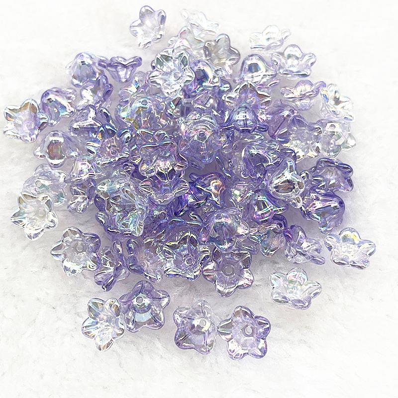 50pcs 7x13mm Gradual Change Acrylic Bellflower Beads Caps Jewelry Findings Charms Bracelets Spacer Beads for Jewelry Making