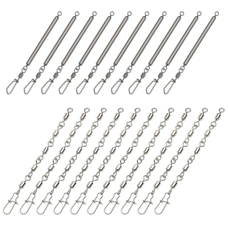 10Pcs High Strength Snap Swivels Rolling Connector Tackle Stainless Steel Fishing Barrels Swivels Safety Snaps Swivels