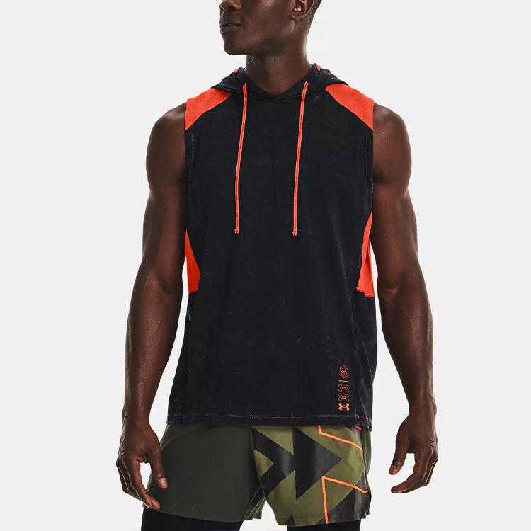 Under Armour Basketball Training Color Block Ärmelloser Hoodie Herren Tops Schwarz 1369341-001