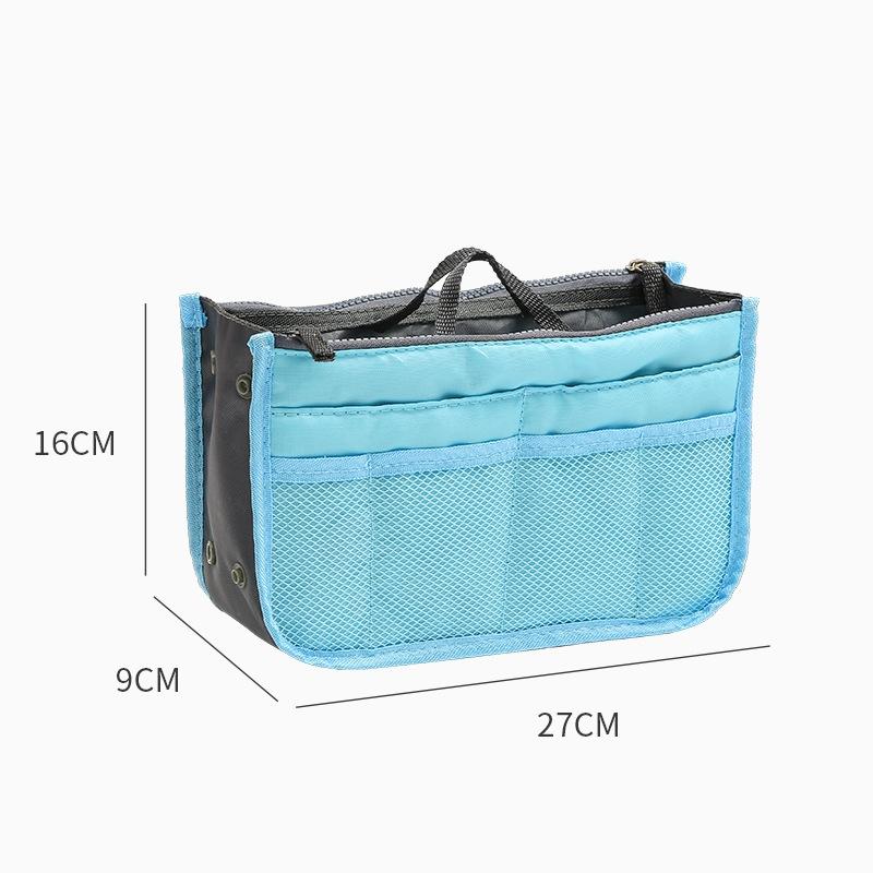 

Women Handbag Purse Nylon Dual Organizer Insert Cosmetic Bag 27*16*9cm светло-синий
