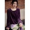 Demana Women's Vintage Velvet Lantern Sleeve Blouse