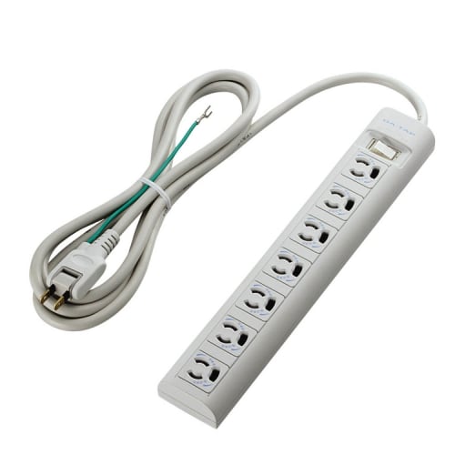 ELECOM Power Tap Lightning Guard Bulk Switch with Magnet Preventive Outlet 3P 7 Outlets 2m T-Y3A-3720WH
