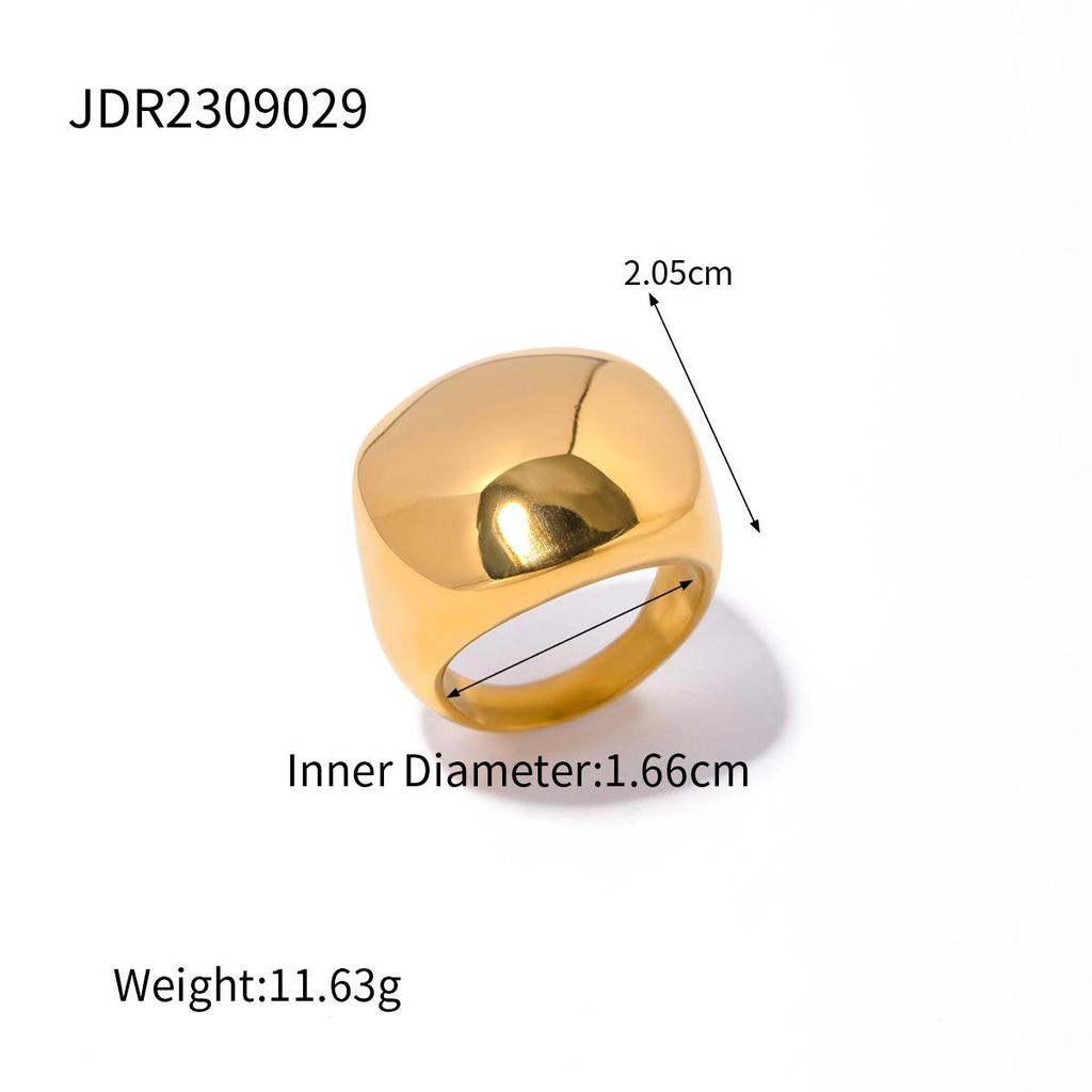 18K Gold Stainless Steel Polished Ring: European & American Fashion, High-End Non-Fading Women's Jewelry