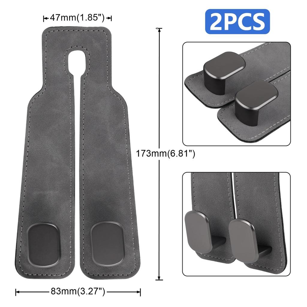 MUTEKI Car Seat Double Hooks, Set of 2, Car Storage Hooks, Headrest, Hooks, Car/Double