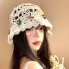 Handmade Floral Women's Ethnic Bucket Hat - Breathable, Face-Revealing, Versatile for Spring and Summer
