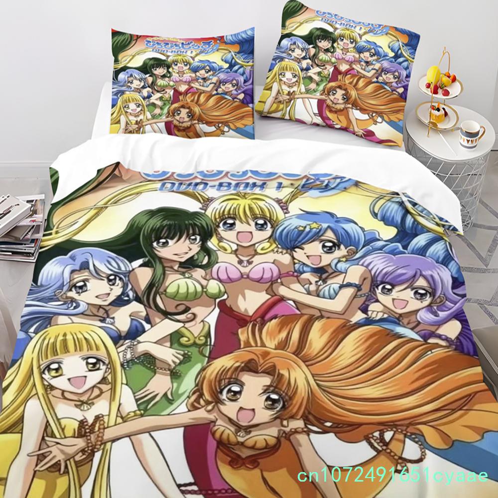 Cartoon Mermaid Melody Duvet Cover And Pillowcase Set For Adults And Children Bedroom Decoration Single Double Large Size