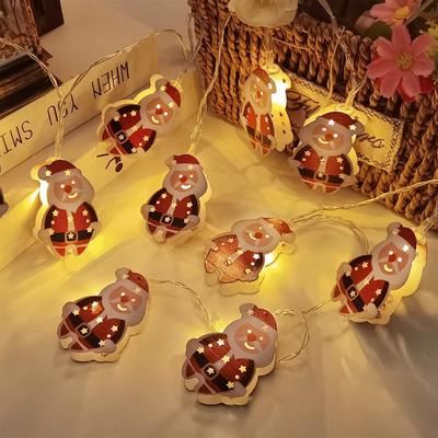 Weihnachts Lichterkette 1,5M 10LED Weihnachtsmann Weihnachtsbaum Dekoration Batteriebetrieben Festliche Lichter für Party Hochzeitsdeko