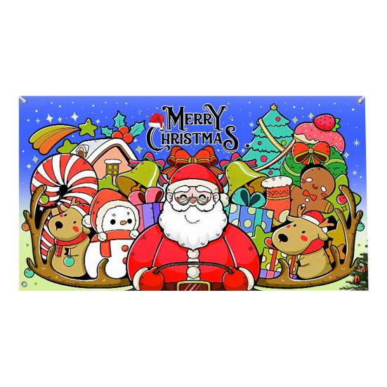 480x210CM Vánoční tapisérie na garážová vrata Santa Elk Sněhulák Tisk Vnitřní Venkovní Prázdniny Závěs na zeď Banner Pozadí Potah dveří Dekorační látka