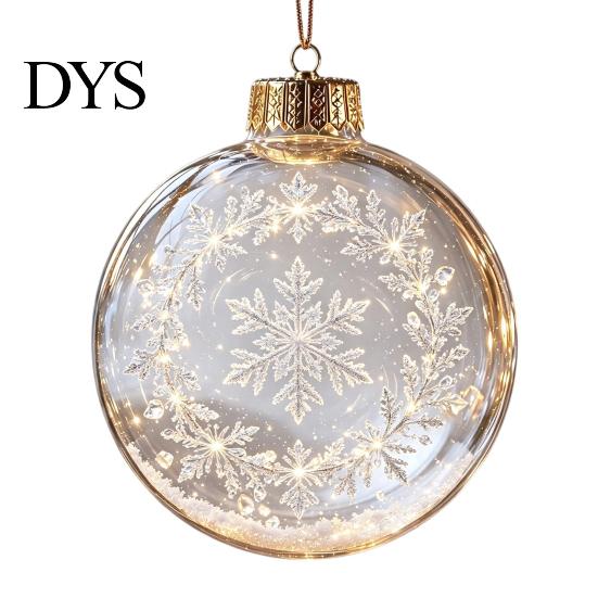 Festive Party Decorations Glowing Christmas Story Ornament, Light?Up Mini Holiday Scene Hanging Ball with Warm Gift Embellishments LED Light, Clear