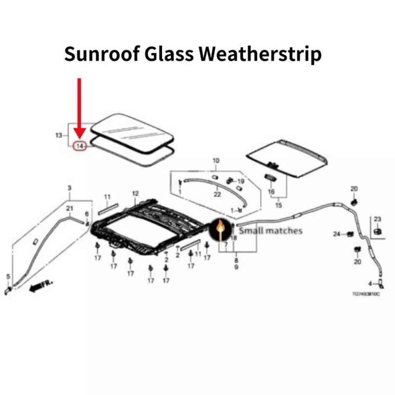 Sunroof Glass Weatherstrip 70205-T2A-A01 70205T2AA01 Rubber Seal Replacement Accessories Glass Sealing Strips