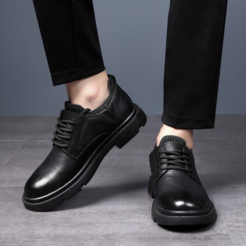 Модные зимние теплые деловые кожаные туфли для мужчин Обувь ручной работы Повседневная — фото 5