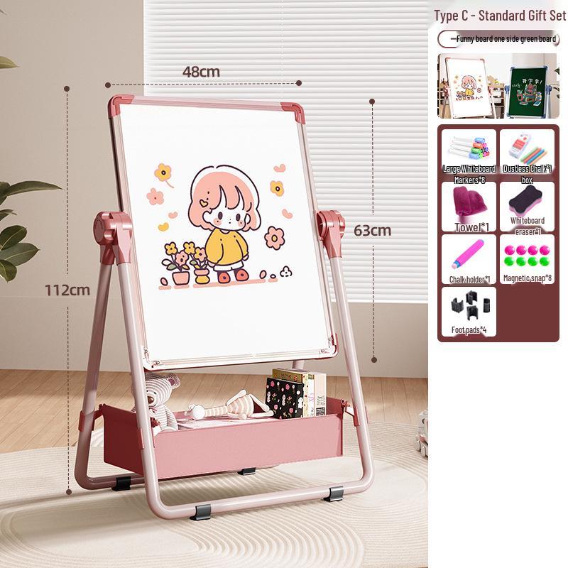 Portable Children's Magnetic Easel with Blackboard & Whiteboard for Graffiti