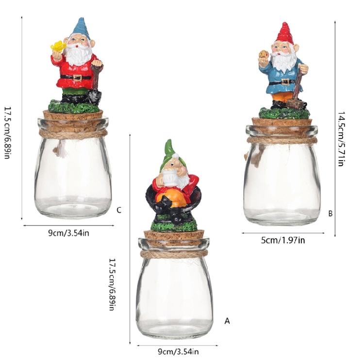 Christmas Themed Resins Dwarf Gnomes Figurine Candy Jar Glass Cookie Food Storage Container Table Decors Ornament Gift