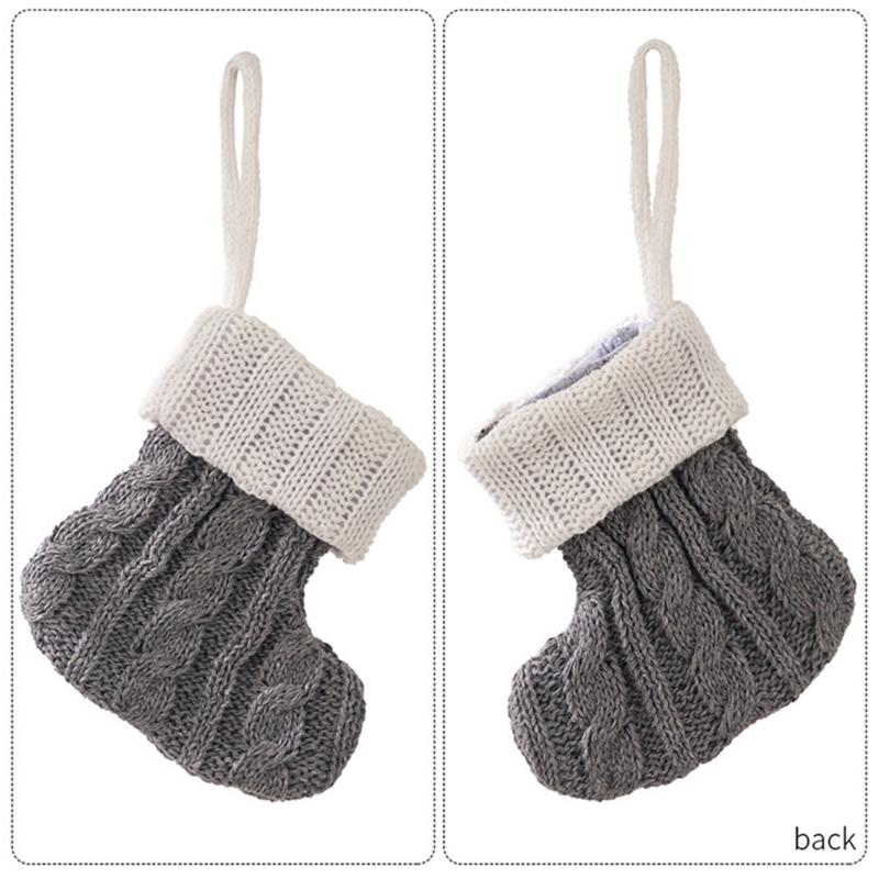 Set of 10 Knitted Christmas Socks Large Capacity Stocking Handmade Present Bag Hanging Ornament for Family Celebration