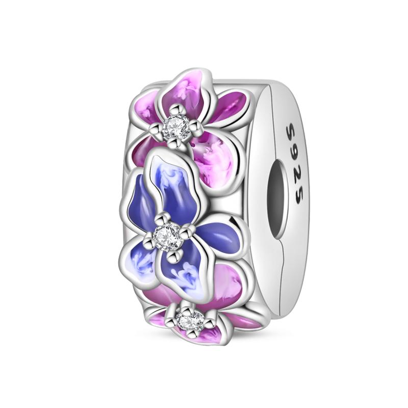 Copper Clasp Copper Cz Pave Clip Charms Daisy Beads Stopper Safety Chain Fit Original Bangle Bracelet Jewelry Clip