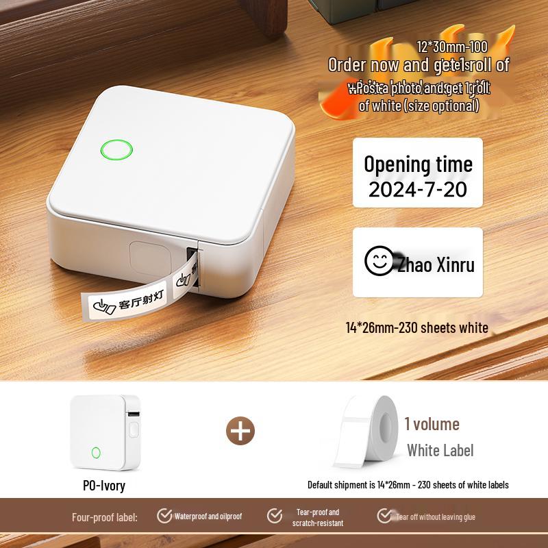 2P80 Portable Bluetooth Label Printer: Handheld, Self-Adhesive, Transparent Stickers