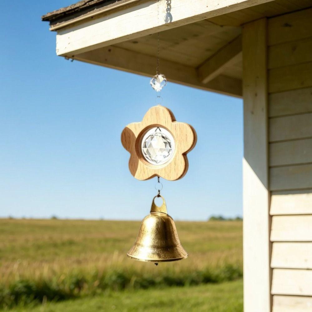 Crystal Prism Wind Bells Wooden Hanging Ornament Vintage Crystal Pendant Garden