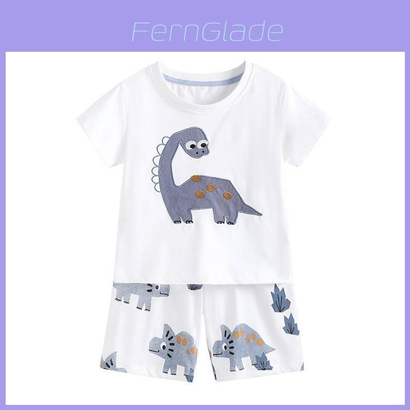 Malwee Boy Summer Cotton T Shirt And Shorts Set With Cartoon Dinosaur Prints For Kids Ages 3 To 8