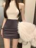 Spring 2024 Women's High Waist Solid Color Bodycon Mini Skirt - Slimming & Sexy A-Line Style