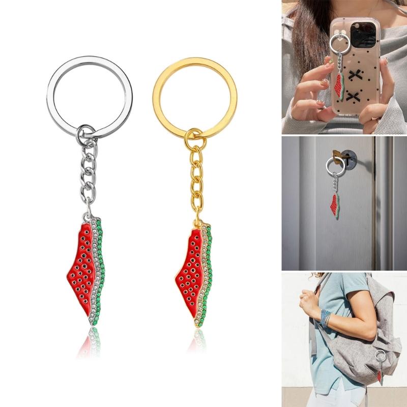 Trendiger Schlüsselanhänger für Damen Bunter Wassermelonen-Schlüsselanhänger Anhänger Legierung Schlüsselhalter Mädchen Tasche Anhänger Zubehör