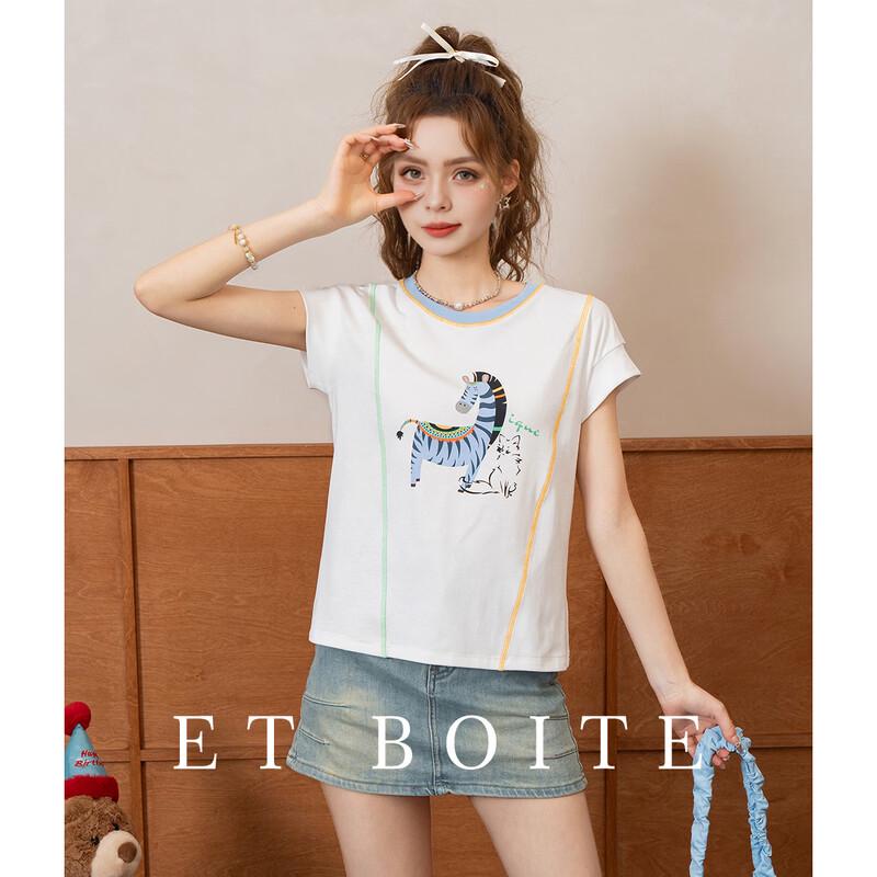 ET BOITE Graphic Print Summer T-shirt XL
