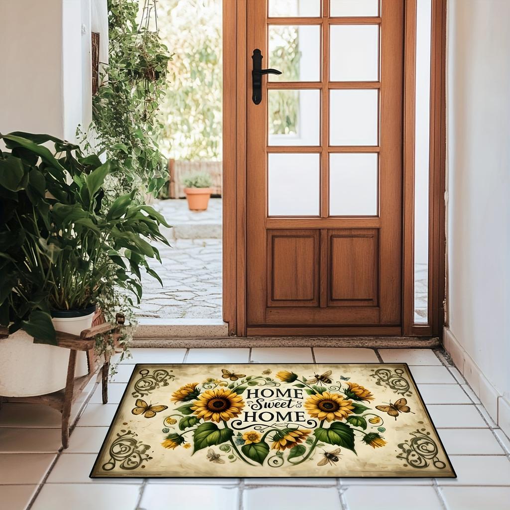 1Pcs Sunflowers  Pattern Floor Mat Modern Kitchen polyester Rug Non-Slip Colorful Indoor Carpet, For Home Bathroom Bedroom Living Room Decor