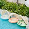 Baby Swim Ring with Canopy Inflatable Striped Pool Float for Toddler