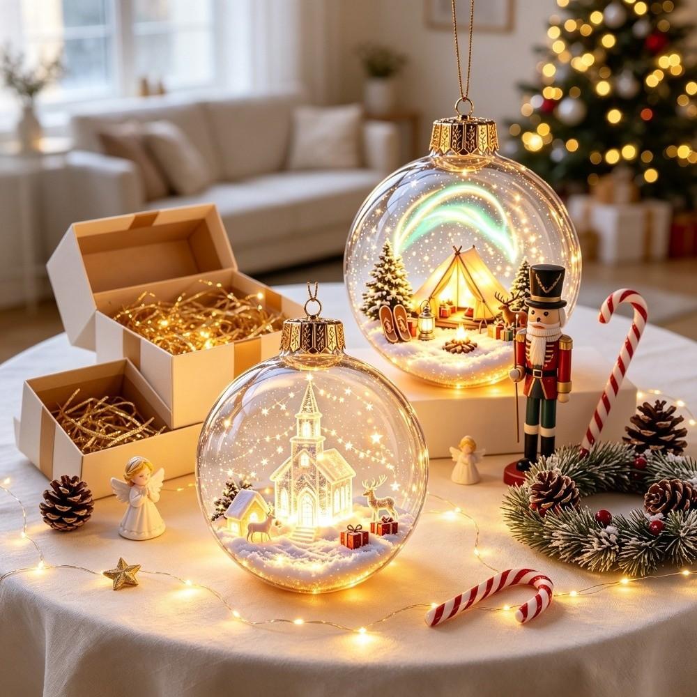 Acrylic Christmas Ball Charm Battery Operated Party Ornament NEW Holiday Ornament Ball Home Decor