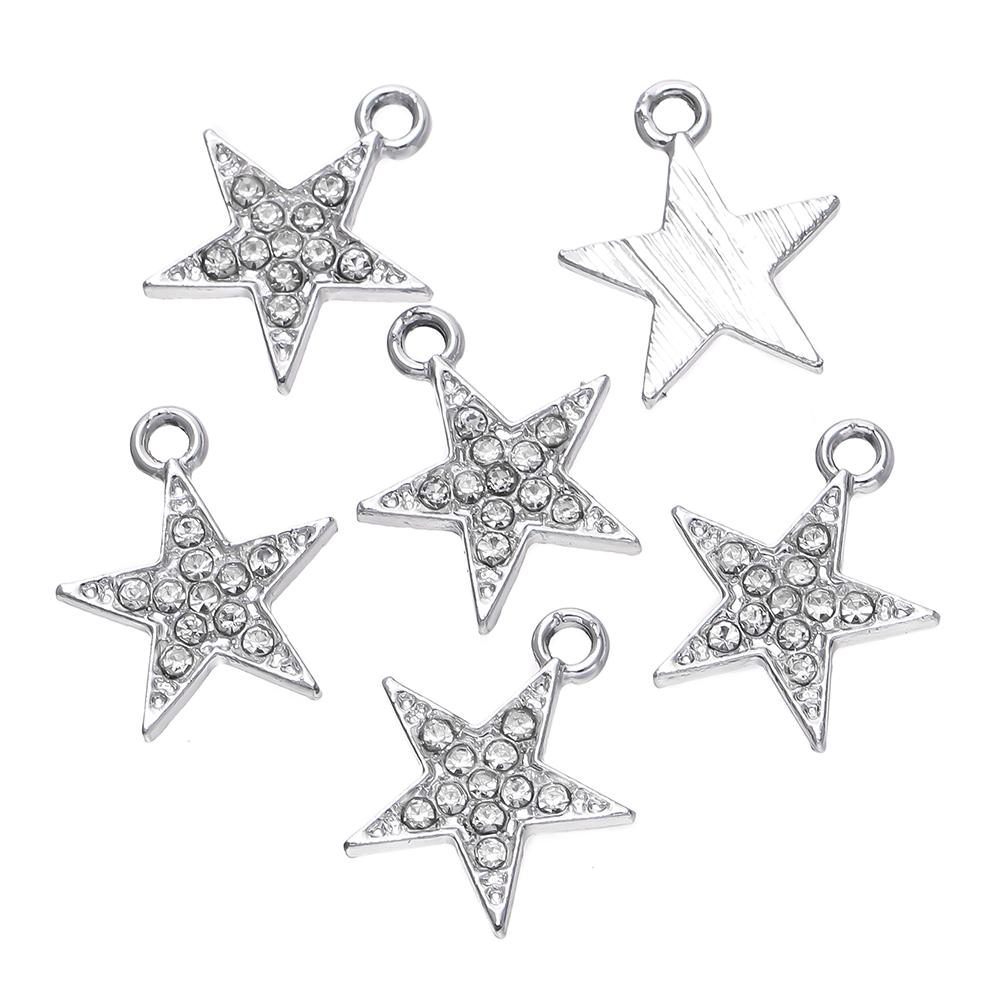 10pcs/lot Rhinestone Love Butterfly Alloy Pendants Stars Crystal Charm For DIY Necklace Earrings Charm Making Jewelry Findings