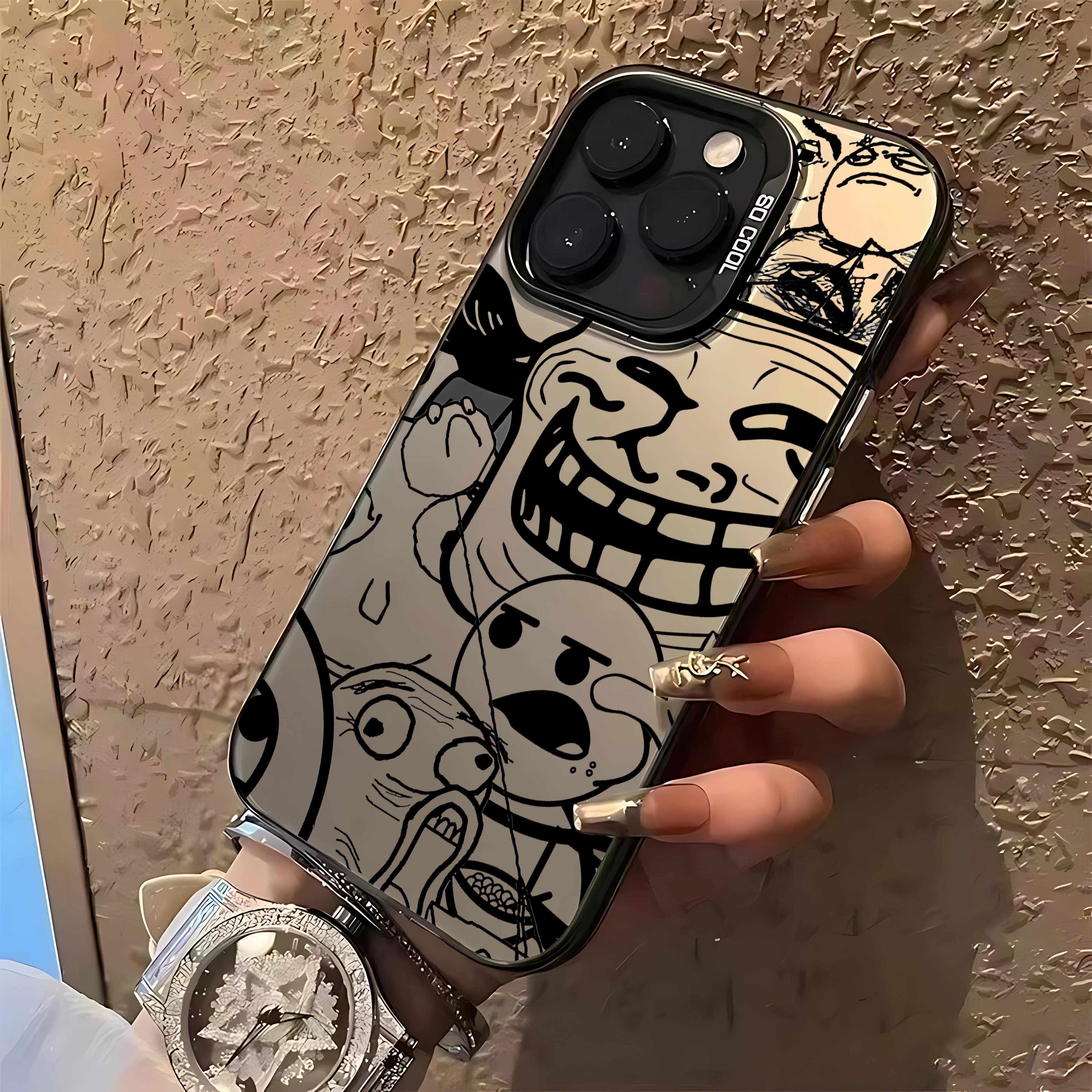 

Funny meme Trollface Phone Case For iPhone 17 16e 16 15 14 13 12 11 mini Pro Max X XR XSMAX 8 7 Air Plus Anti Fall Matte iPhone 16e