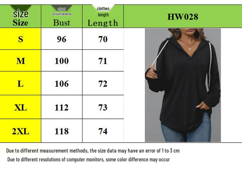 Women's Solid Color Hooded Top with Drawstring - Spring/Autumn Fashion 2025