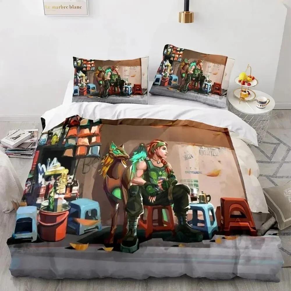 Game Valorant Neon Bedding Set For Bedroom Soft Modern Bedspreads Comefortable Kids Duvet Cover Quilt Cover And Pillowcase