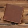 Vintage Genuine Crazy Horse Leather Wallet for Men Short Purse Designer Man Credit Card Holder Wallets