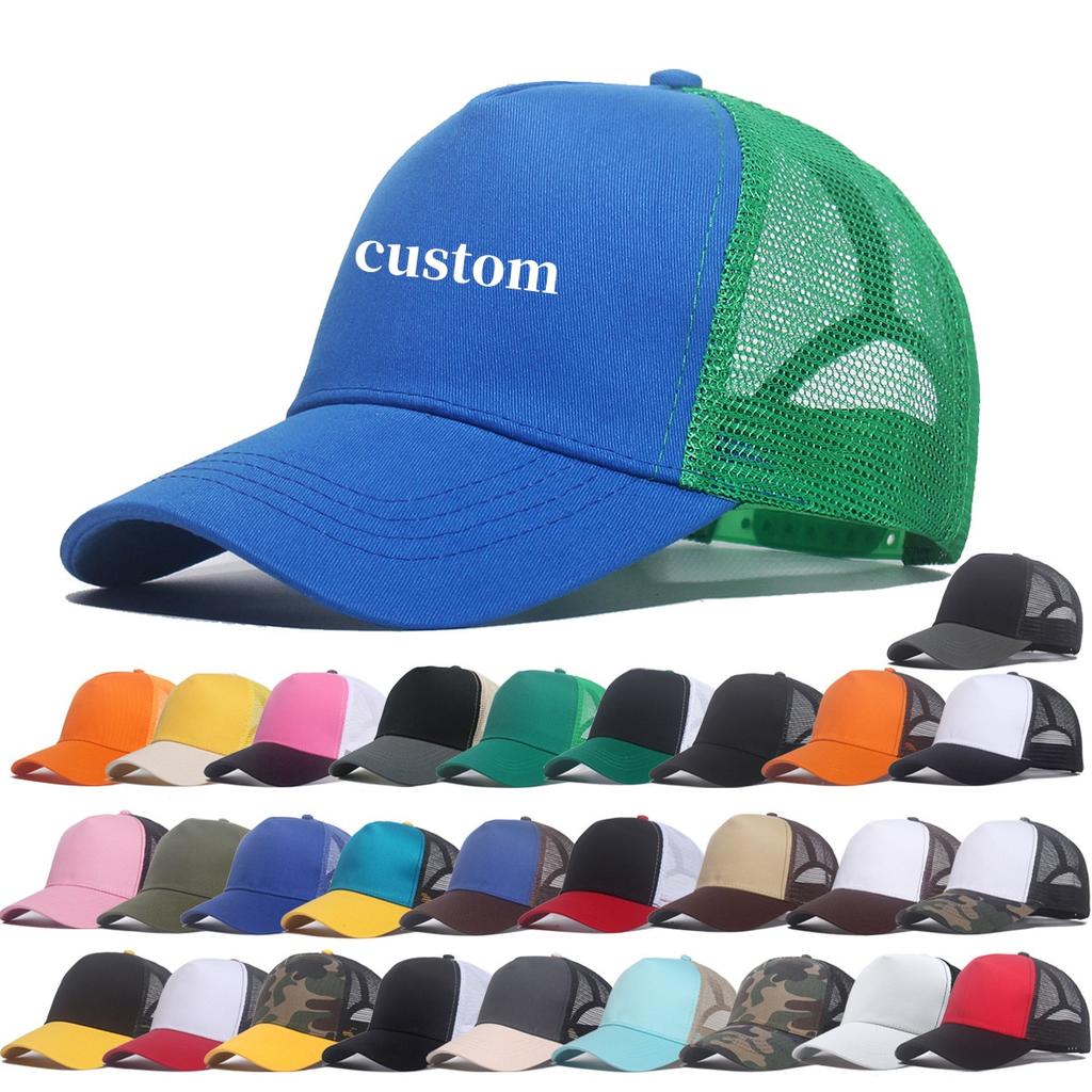 Custom Logo Basic Color Matching 5 Panel Mesh Hat For Women Summer Sunshade Breathable Baseball Caps Outdoor Sport Truck Dad Cap