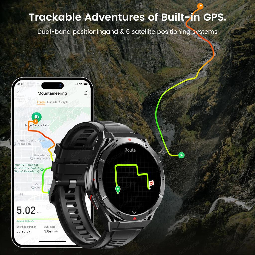 New Men Sports Smart Watch 30meter Deep Waterproof 1.43inch AMOLED Screen Health Monitoring Bluetooth Call Smartwatch
