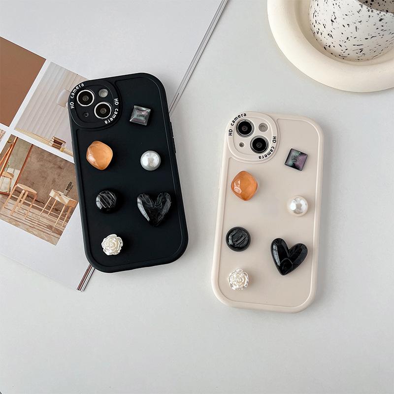 Iphone16Promax Mobile Phone Case Is Suitable For Apple 17 Rhinestones 14 Gemstones 13 Flowers, Fine Holes, All-Inclusive 15.