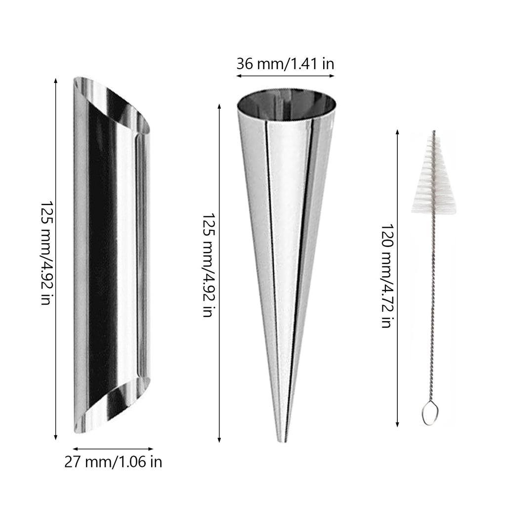 Taipintee 10-Piece Bread Baking Pan Set, Conical Cylinder/Round Tube Bidirectional, Stainless Steel, Silver