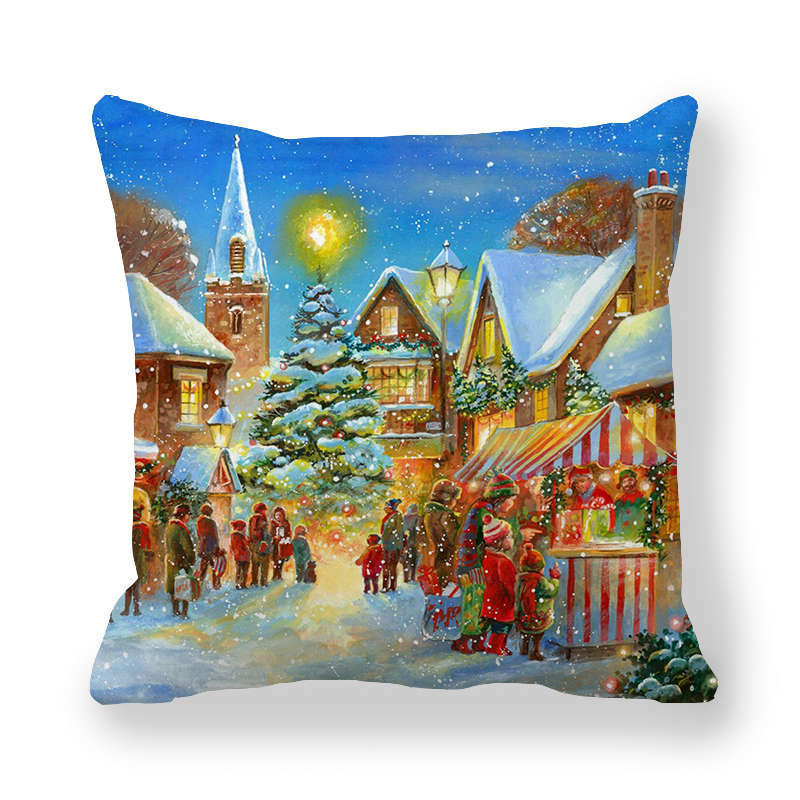 Kissenbezug mit Aufdruck „New Year's Saint Merry Christmas“, Dekoration für Zuhause, Wohnzimmer, Sofa, Dekoration, 45 x 45 cm