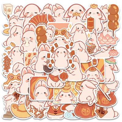40 pezzi adesivi graffiti adorabile impermeabile autoadesivo carta cartone animato carino coniglio rosa adesivo capodanno scatola regalo decorazione regalo per bambini