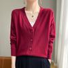 Spring new women's wool knitted sweater women's V-neck cardigan sweater women's jacket long-sleeved batch