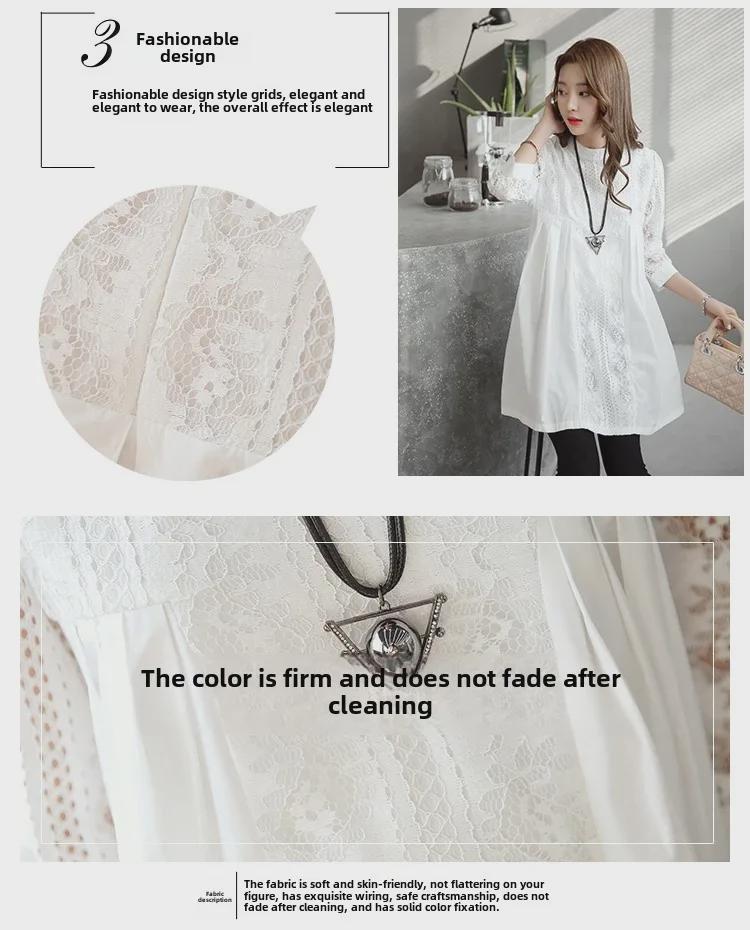 2023 Frühling/Herbst Koreanischer Stil Übergröße Umstandsoberteil Schlankmachendes Midikleid