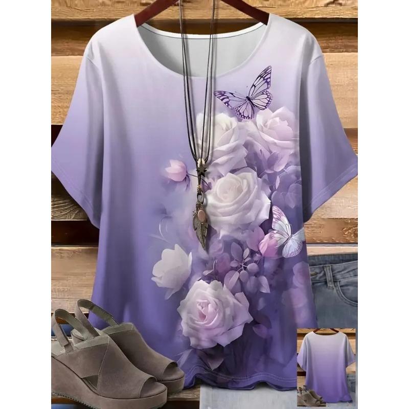 3D-gedrucktes Mode-Damen-T-Shirt Sommer Atmungsaktiv und Vielseitig Trend