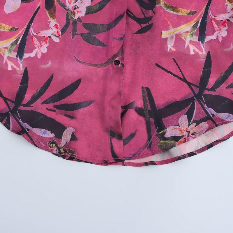Zab Autumn New Women's Clothing Fashion Style French Design Fashion Silk Satin Texture Print Shirt 9217281