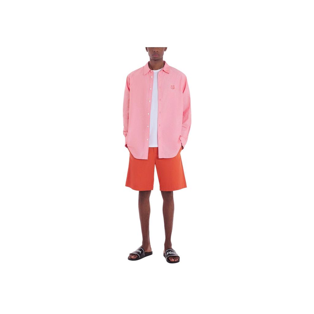 Maison Kitsune SS24 Solid Color Cotton Beach Casual Shorts Men Shorts Orange MM01402WW0074-P674