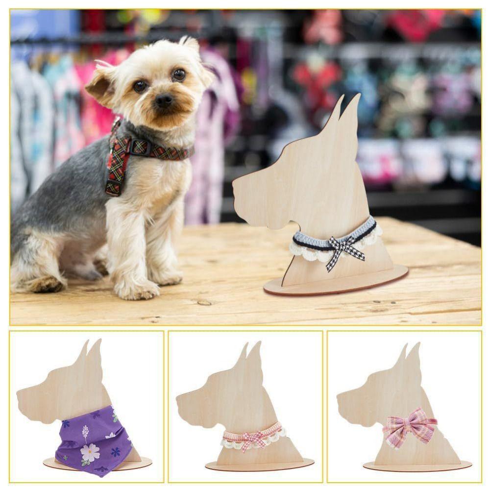 Removable Dog Silhouette Display Stand DIY Blank Dog Scarf Holder Wood Pet Bib Display Rack Home