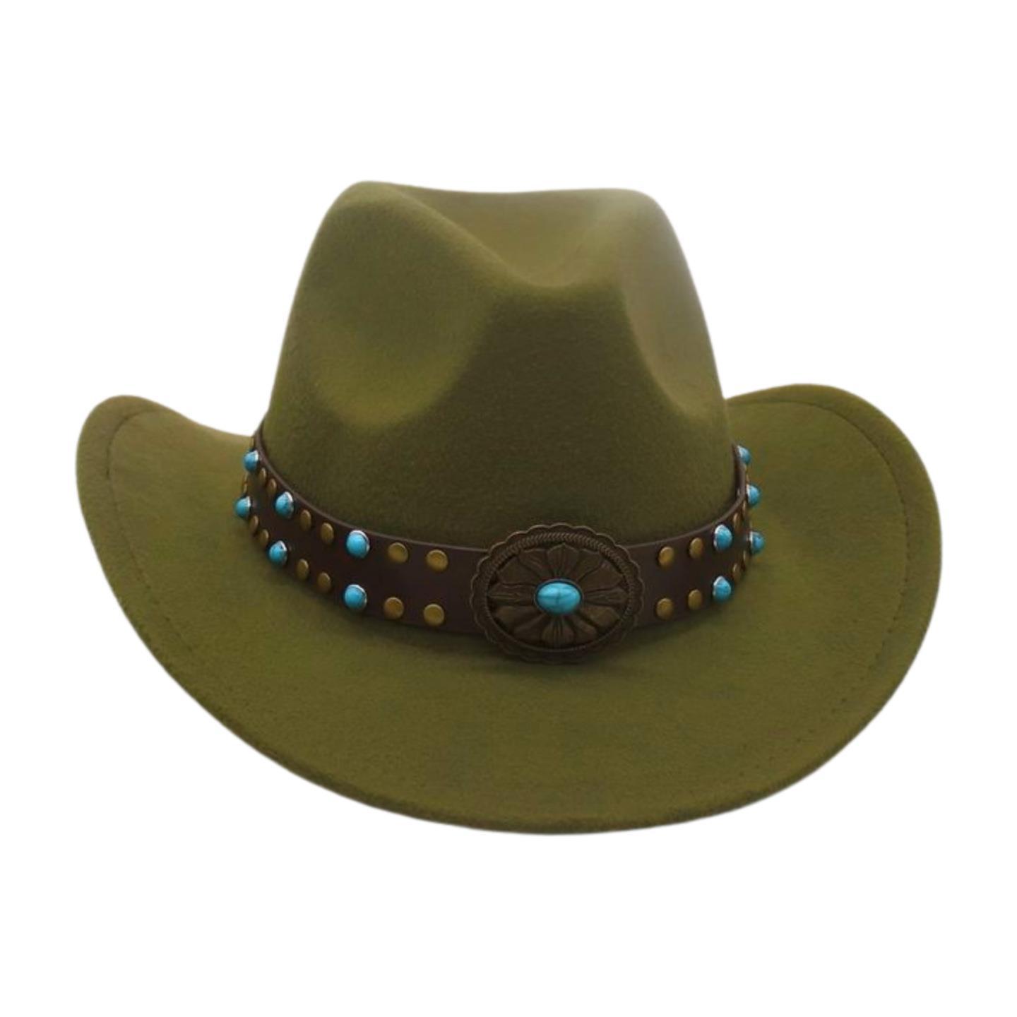 

Male Ladies Retro Big Eaves Western Cowboy Hat Jazz Hat Ethnic Style Tibetan Top Hat adult [56-58cm]