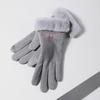 Cute Gloves for Women In Winter Plus Velvet Thickened Warm Korean Version Driving and Riding Tram Preventing Cold Riding Touch Screen