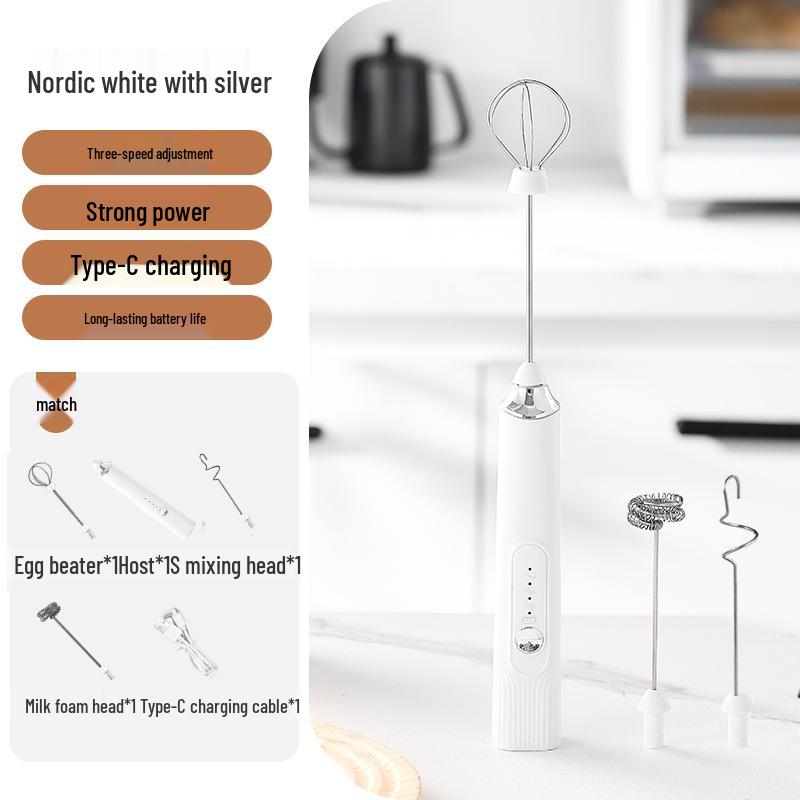 Stylish Electric Handheld Milk Frother & Mixer for Coffee and Eggs