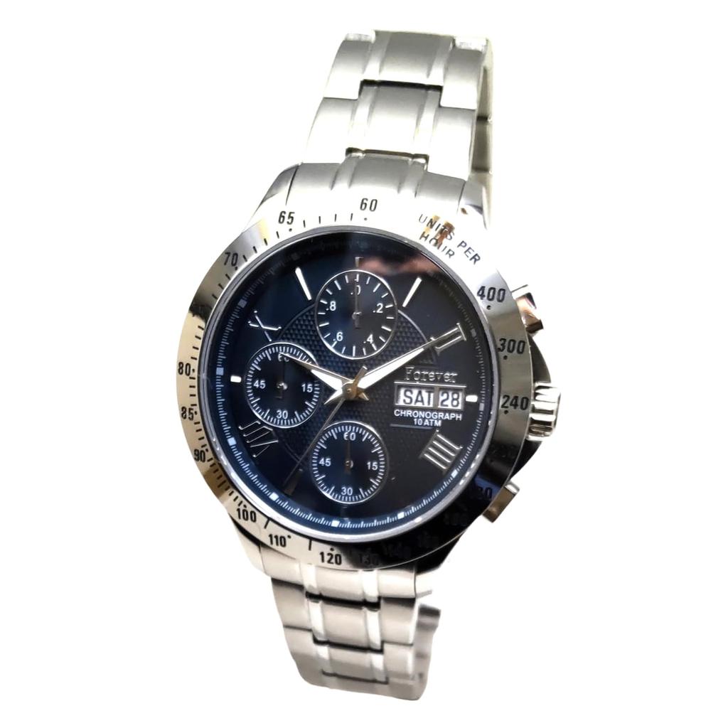 Pánské hodinky s chronografem a vysokou rychlostí, ukazatelem druhého dne, ukazatelem data, 10 ATM, vodotěsností, kalendářem a ukazatelem dne v týdnu, funkcí tachymetru FOREVER [Cenné]